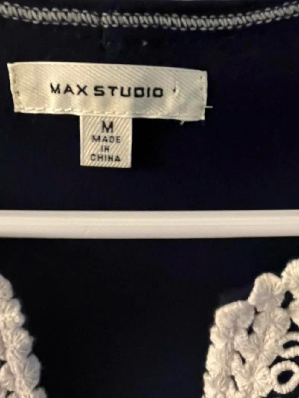 Max Studio Navy Dress with Cream Crochet Trim - Picture 3 of 4